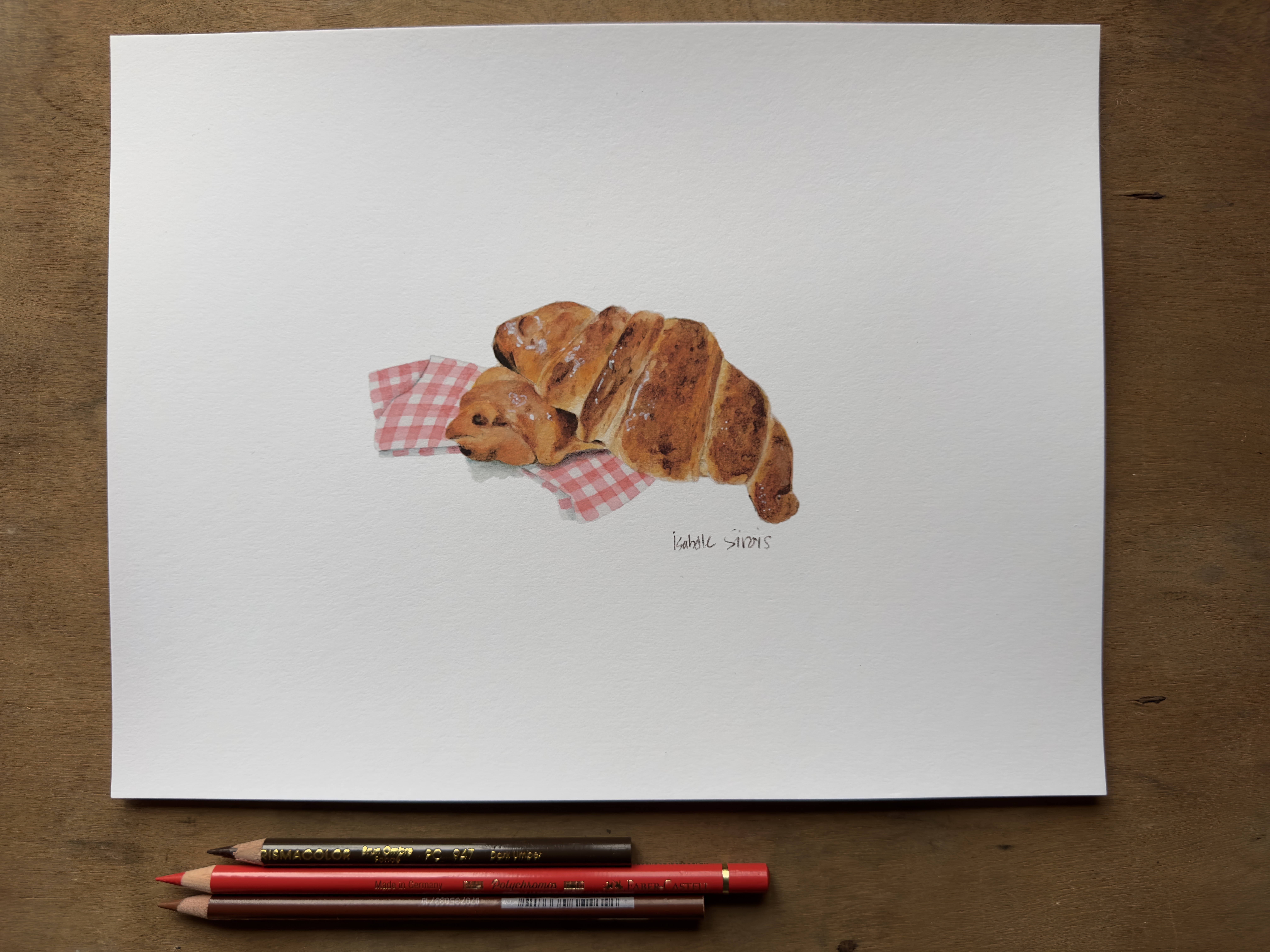 Affiche qui représente l'illustration réaliste d'un croissant. Format A4