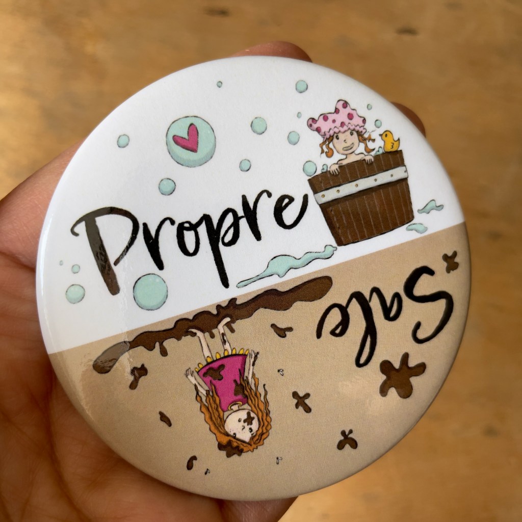 Aimant rond 3 pouces pour lave-vaisselle rond 3 pouces avec un de deux petites filles avec l'inscription "propre-sale"