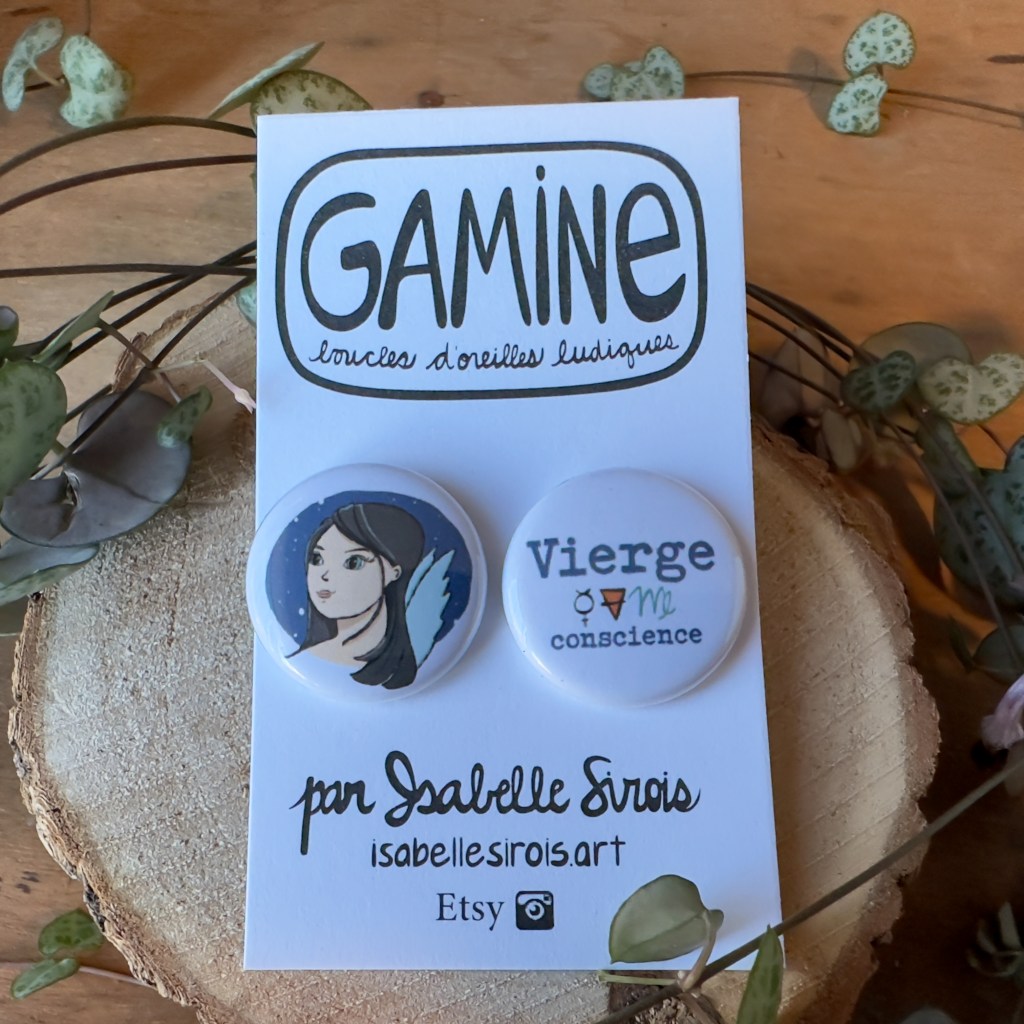 Boucles d'oreilles gamine signe zodiaque de la Vierge, astrologie